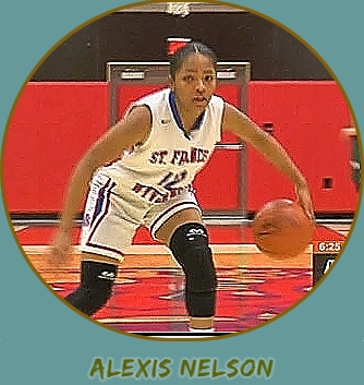 Picture of Alexis Nelson, St. Francis High School, Louisville, Kentucky girls basketball player, shown dribbling the ball in a game.