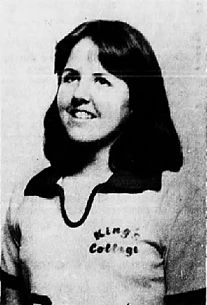 Image of Mary Beth Bowler, twin sister girls basketball player for King's College. From the Asbury Park Press, April 12, 1981.