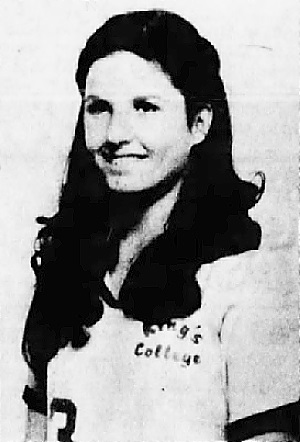 Image of twin sister girls basketball player for King's College. From the Asbury Park Press, April 12, 1981.