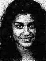 Portrait of California girls basketball player, Michelle Esparza, El Rancho High School. From the Los Angeles Times, L.A., Cal., February 8, 1992.