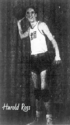 Image of Kentuck's boy's basketball player, HArold Ross of the Hickman High School Wildcats team, shown with right arm back trying to pass the ball, in #25 uniform. From The Paducah Sun-Democrat, PAducah, Kentucky, December 20, 1953.