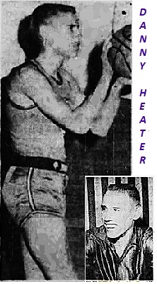 Images of West Virginian boys basketball player Danny Heater, of the 135 poitnt game playing for Burnsville High School. shown about to  shoot in posed shot, facing to our right, and a portrait mage. The latter is from The Terre Haute Tribune-Star, Terre Haute, Indiana, January 31, 1960, the full body profile with ball is from the St. Louis Globe-Democrat, JAnuary 31, 1960.