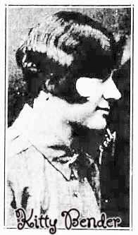 Profile (looking to our right) of Kitty Bender, basketball player, wearing a bob-cut. From the Intelligencer Journal, Lancaster, Pennsylvania, March 24, 1927.