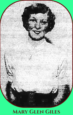 Image of Virginia girls basketball player from Spring Gardens High School, shown blouse up full profile, from The Bee, Danville, Va., February 19, 1955.