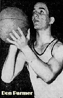 Image of boys basketball player, Don Parmer, Upper Leacock High School (Pennsylvania), shooting a foul shot to our left. From the Daily Intelligencer Journal, Lancaster, Pa., February 4, 1954..