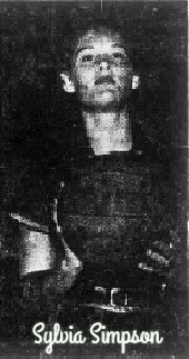 Image of Sykvia Simpson, 1955 Tennessee girl basketball player for Kingston High School, shown holding ball in front of her, from The Knoxville Journal, Knoxvill, Tennessee, February 21, 1954.