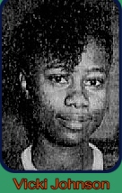 Portrait image of Vicki Johnson, Louisiana girls basketball player, Coushatta High School. From the Shreveport Journal, Sheveport, La., December 5, 1989.