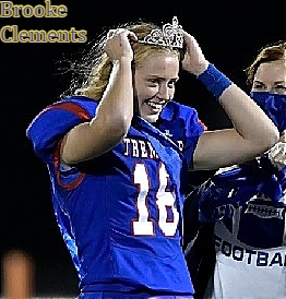 Brooke Clements, Tremper High School (Wisconsin), football player, crowned homecoming queen by Terri Hojik on October 9, 2020. She kicked off in second half and made saving tackle. Number 18. From the Kenosha ews, Dec. 14, 2020. Photographer San Krajacic.