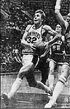 Image of Iowa basketball player, Randy Kraayenbrink, Paullina High School, going in for two of his 47 points, in uniform #32, on 1/16/1982. From the Quad City Times, Davenport, Iowa, January 17, 1982.
