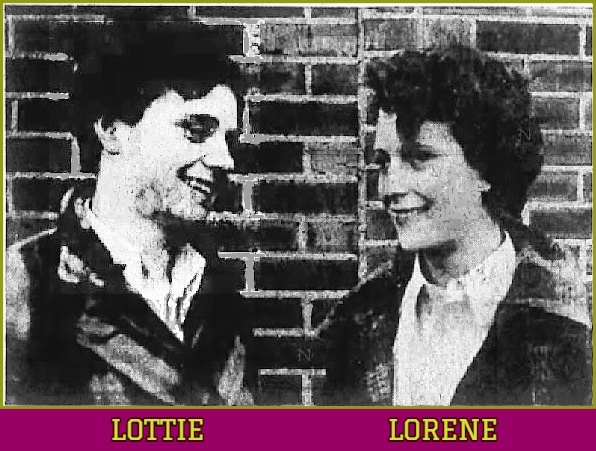 Picture of the Jackson sisters conversing, Lottie on the left, Lorene on the right. They played girls basketball for the DuPont High School Bulldogs of Tennessee. This is from the Nashville Banner, Nashville, Tenn., February 5, 1936.