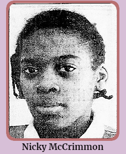 Portrait of New York girk basketballer Nicky McCrimmon, West Side High School. From the Daily News, New York City, N.Y., March 30, 1990.