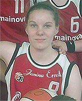 Image of Janina Ernst, U15 basketball player for TSV Schnau, with basketball. Cropped from team photo.